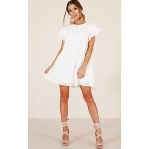 SHOWPO. eyelet babydoll mini dress